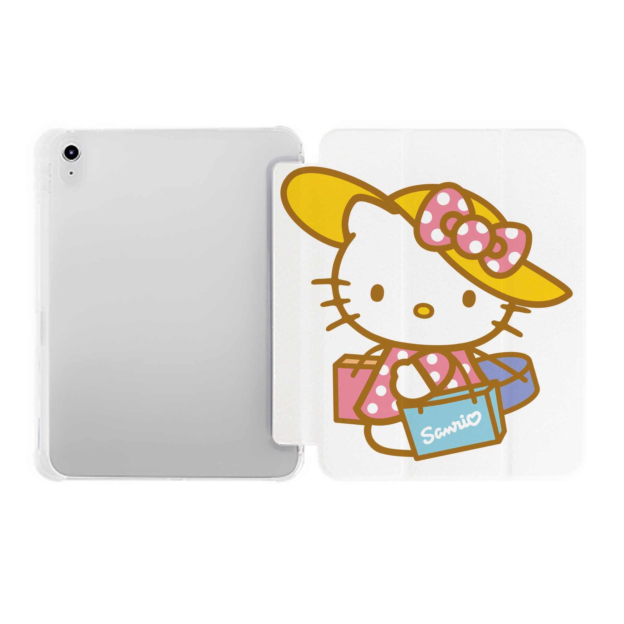 （画像用） Hello Kitty ハローキティ IPad ケース ペン収納付き 三つ折りスタンド PUレザー×シリコン 対応機種9.5/10.5/10.9インチ